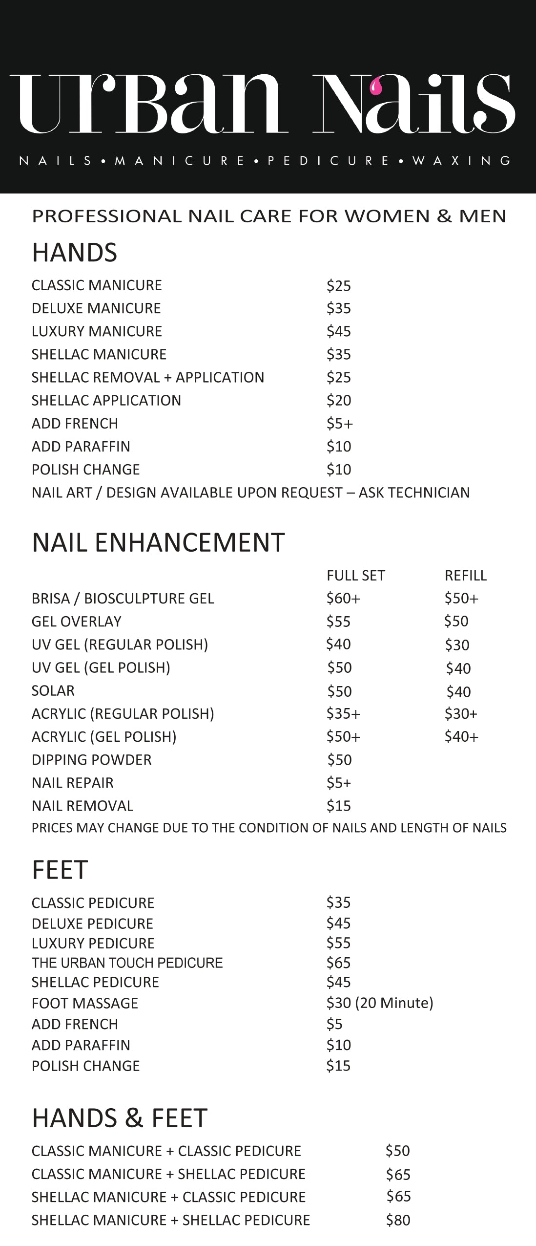 Pricing Urban Nails Toronto pricing-urban-nails-toronto
